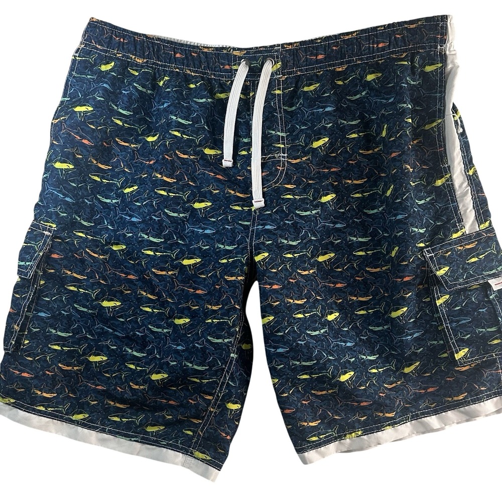 Ingear Swim Trunks Mens Size XLarge  Blue Shark Surf Cargo Pockets Mesh